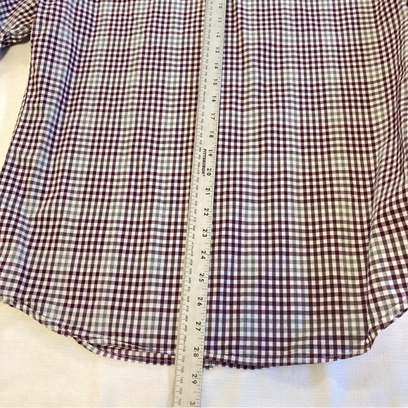 Banana Republic Soft wash Standard fit Checkered Shirt Burgundy, Grey and White - Picture 7 of 9
